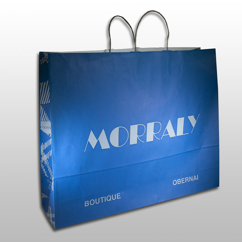 Sac en kraft blanc et poignées torsadées blanches