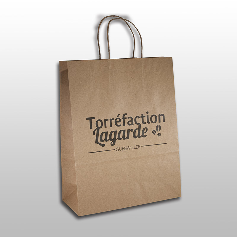Sac en kraft brun et poignées torsadées brunes