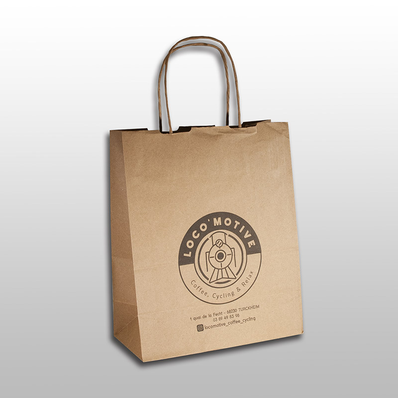 Sac en kraft brun et poignées torsadées brunes