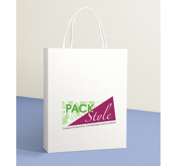 Sac en papier de pierre et poignées torsadées