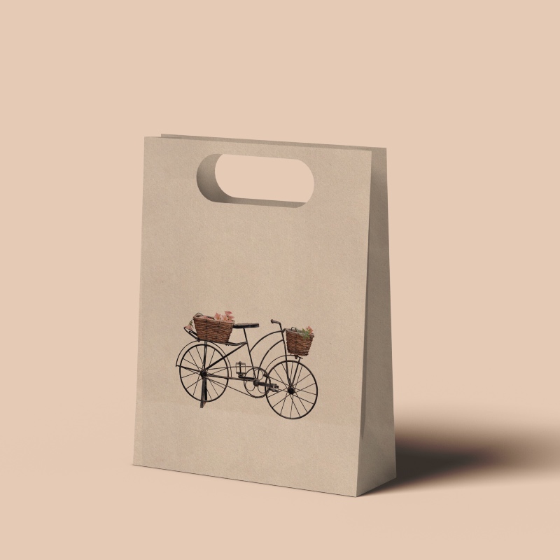Sac en kraft brun et poignées découpées