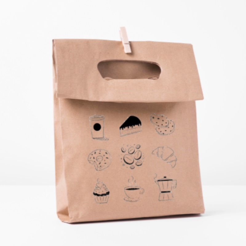 Sac en kraft brun et poignées découpées