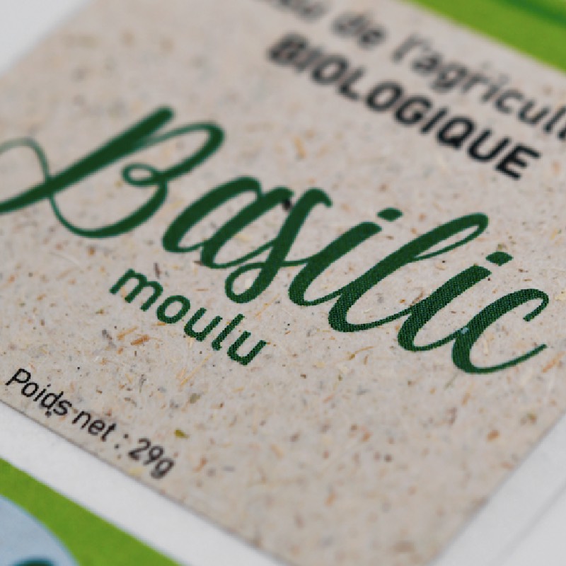 Etiquette papier à base de fibres végétales