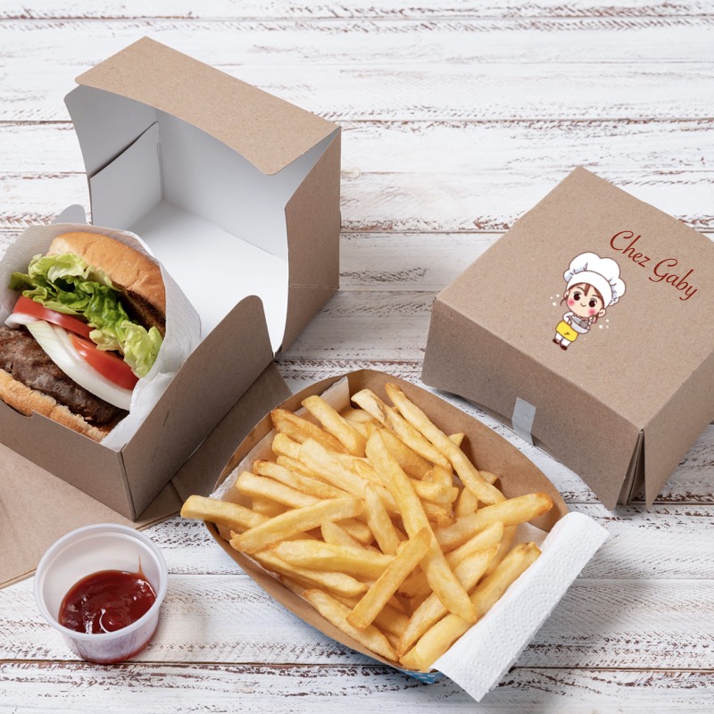 Boîte burger et barquette à frites