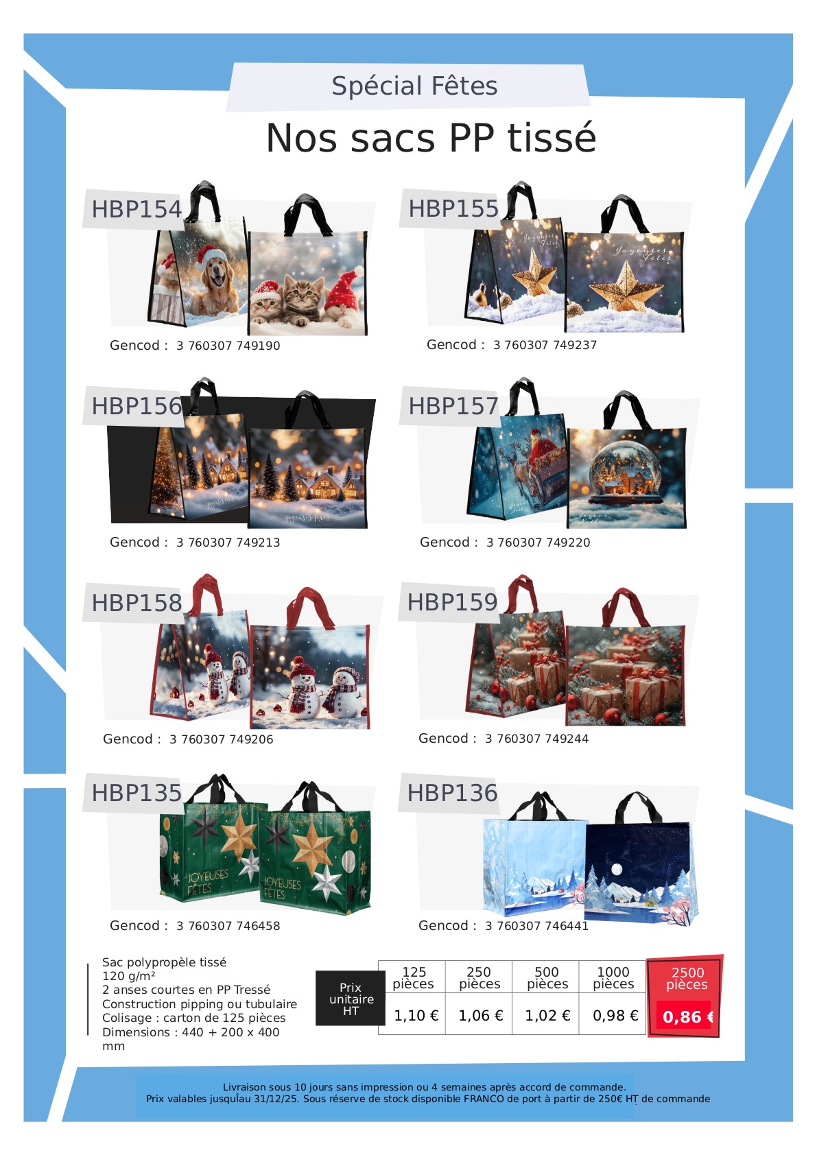 Sac en PP tissé NOEL neutre